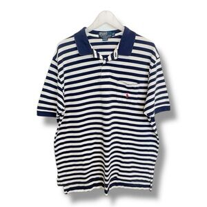 Vintage 90s Polo Ralph Lauren Navy White Stripe Polo Shirt Men’s XL Peru Cotton